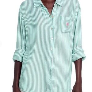 Vintage Havana Green Striped Button Down Shirt